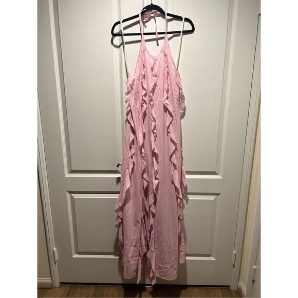 LACE the Label Pink GAIA FRILLS open back Maxi Dress Vacation size S NWT $590 - Picture 4 of 6